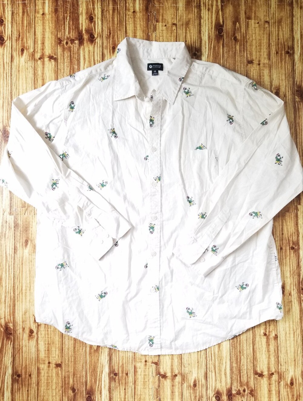 Haggar Santa Grilling Funny Button Up Shirt Long Sleeve Christmas Men's 2XL